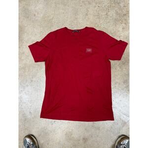 Dolce & Gabbana Red Logo Patch T-Shirt — Men’s Designer Streetwear Essential